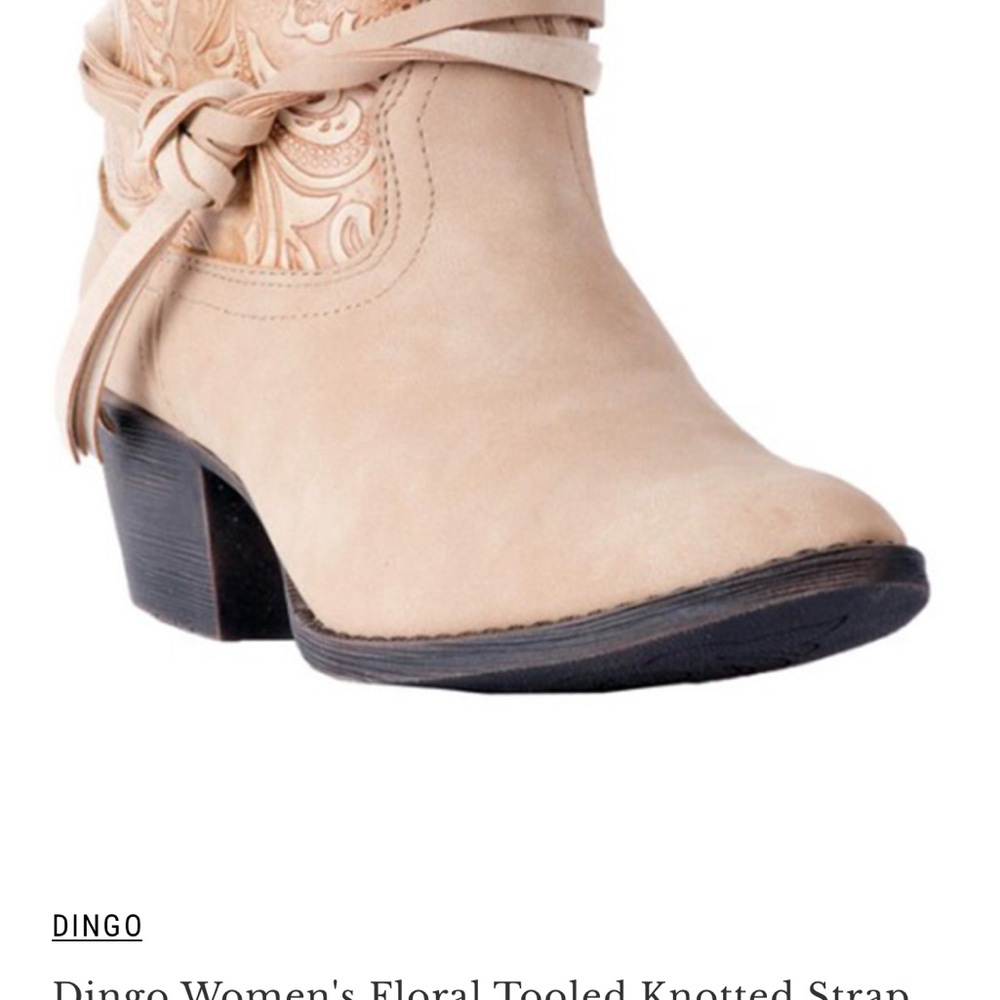 Dingo Women's Cream Floral Tooled Ankle Boots